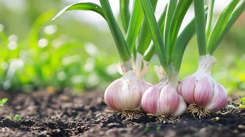 Organic Garlic Harvest in the Garden