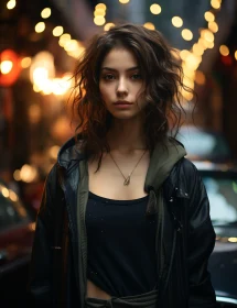 Urban Night Portrait of a Young Woman