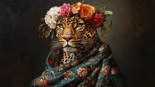 Leopard in Bloom: A Floral Portrait