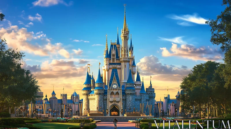 Fairytale Castle under Golden Sky