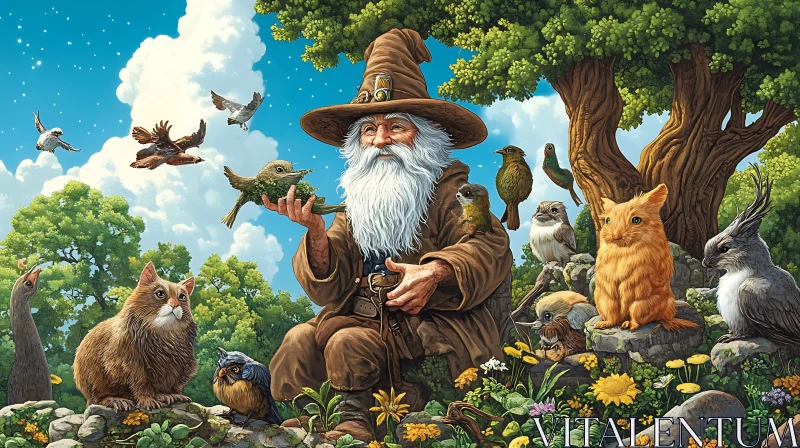 Enchanted Forest Gathering with Wizard
