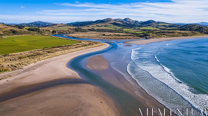 Coastal Shoreline with Pristine Beach and River