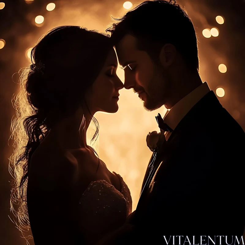 Golden Light Couple Silhouette