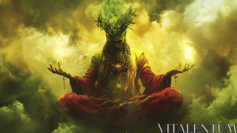 Floating Man in Meditation AI Image