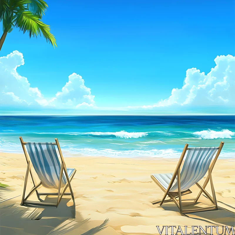 Seaside Relaxation: Beach Chairs by the Ocean