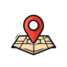 Simple Map and Red Pin Illustration
