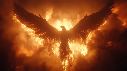 Fiery Phoenix Spreading its Wings
