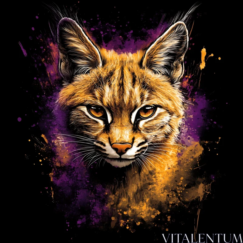 Purple and Gold Feline Artwork