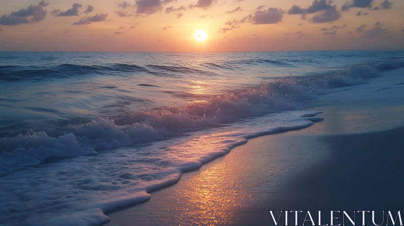 Beach Sunset with Waves
