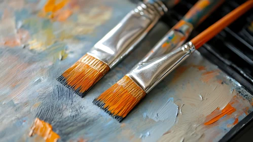Palette with Paintbrushes Artistic Composition