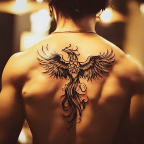 Back Tattoo: Phoenix Rising Design
