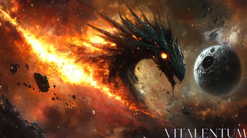 Space Dragon with Burning Wings