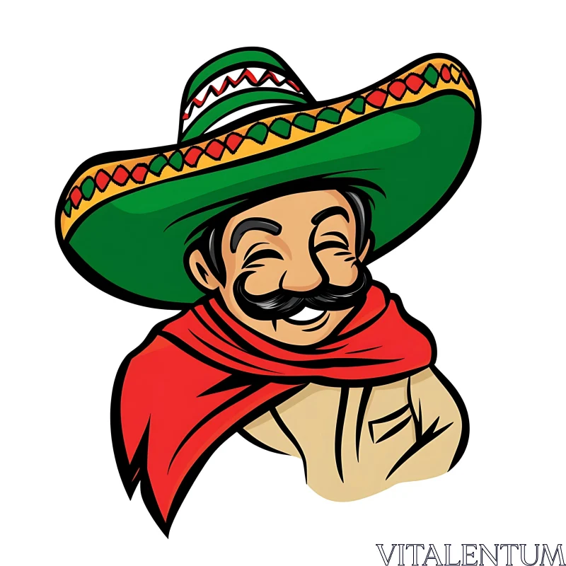Cartoon of a Happy Mexican Man