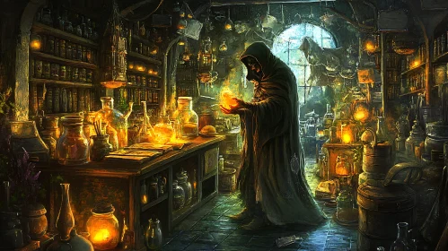 Mystic Alchemist in a Dark Laboratory