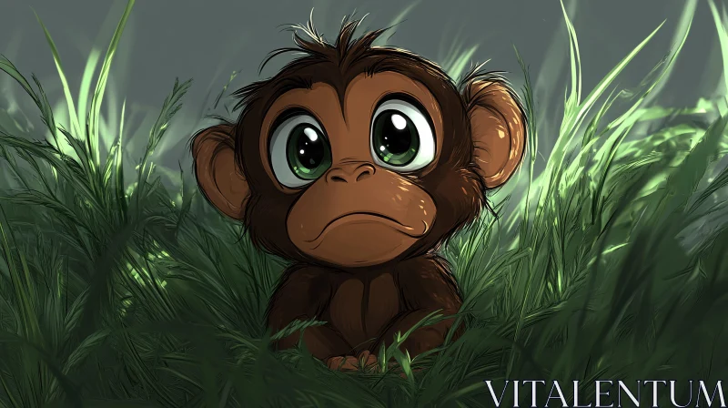 Charming Cartoon Baby Monkey Artwork