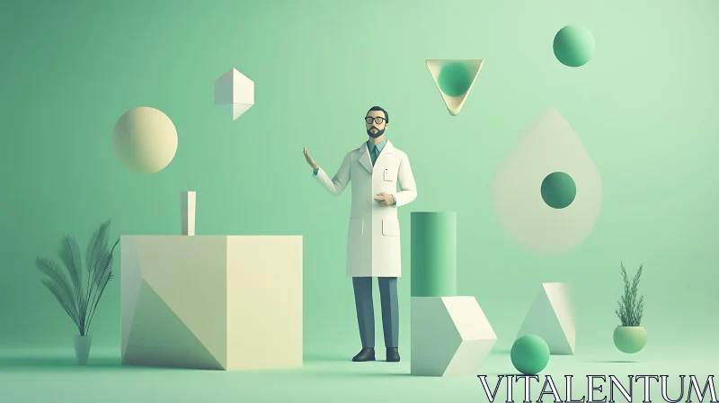 Stylized Geometric Composition with Lab Figure