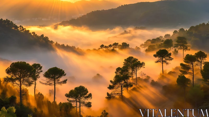 AI ART Misty Forest at Sunrise