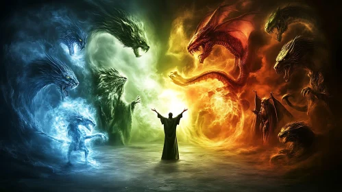 Dragons and Magic Power of Wizard