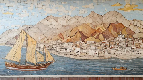 Sailboat Near Coastal City Art