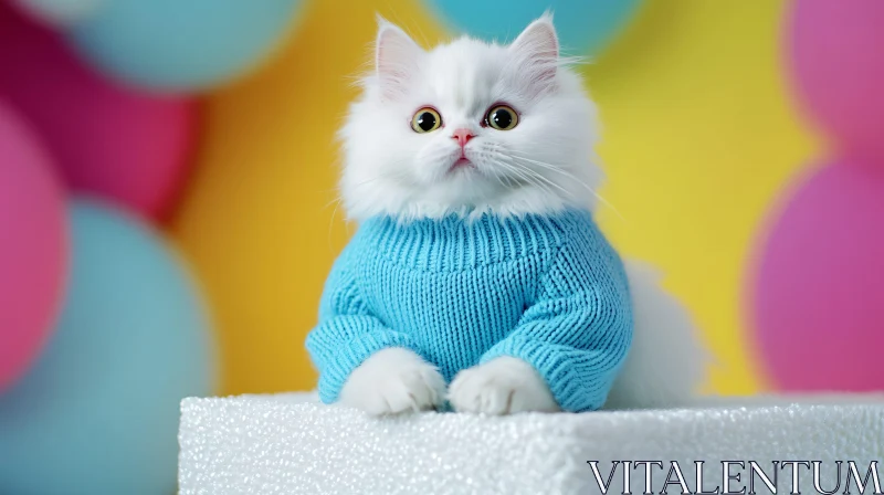 Cute Fluffy Kitten in Cozy Attire