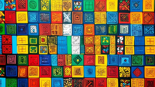 Colorful Square Blocks Ethnic Motifs