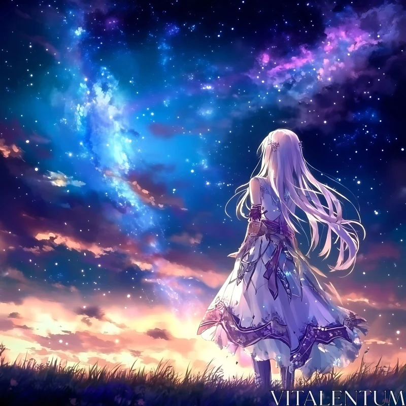 Stargazing Woman in Anime