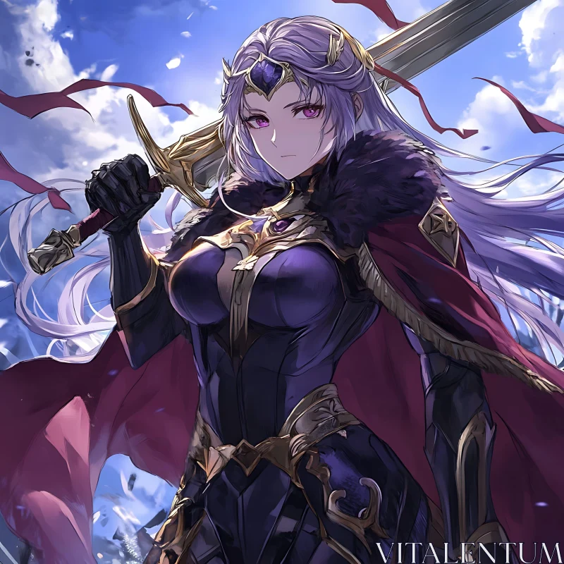 Female Swordfighter in Elaborate Armor