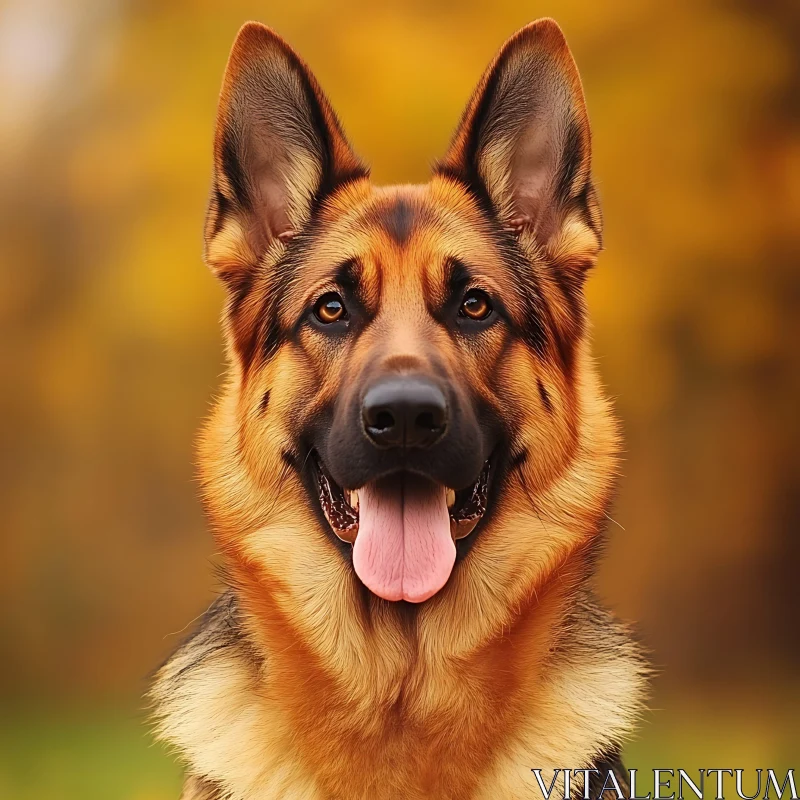 Portrait of German Shepherd in Autumn