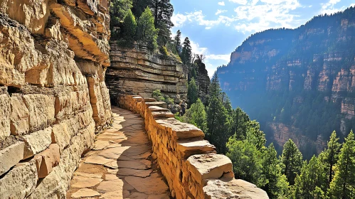 Cliffside Path Through Mountainous Terrain
