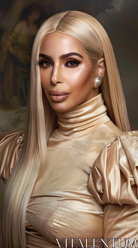 Kim Kardashian's Glamorous Blonde Look AI Image