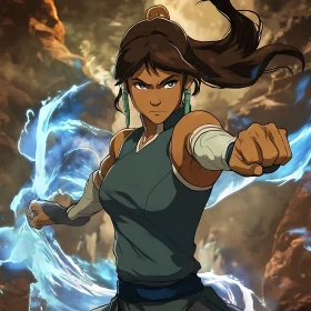 Anime Character Mastering Water Bending