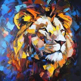 Vibrant Lion Head Painting