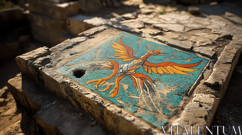 Ancient Phoenix Mosaic Tile Art