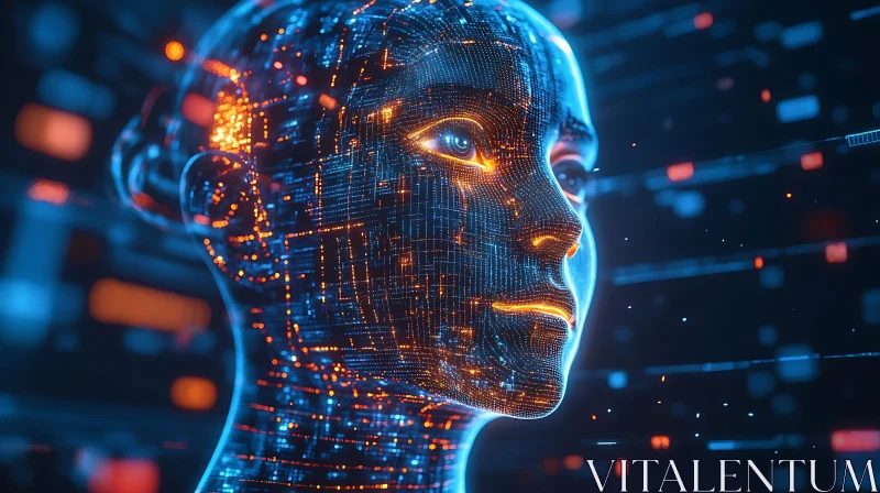 Glowing Digital Face