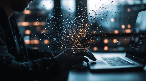 Digital Code Flow on Laptop