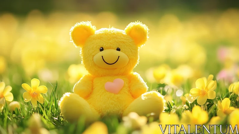 Teddy Bear with Heart in Meadow