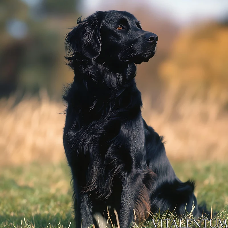 Black Dog in a Golden Field