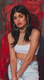 Kylie Jenner Fashionable Art Portrait