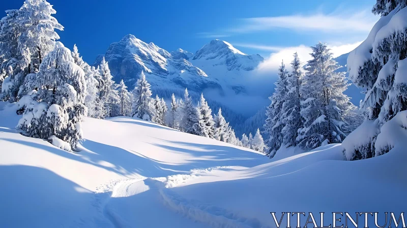 Snow Covered Mountains and Trees