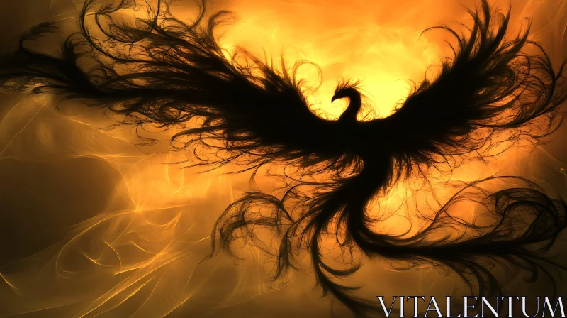 Abstract Phoenix Illustration in Orange and Black