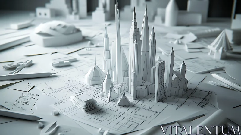 Futuristic Cityscape Model on Planning Papers