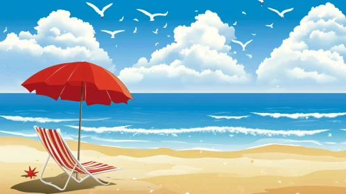 Peaceful Seashore Scene with Chair
