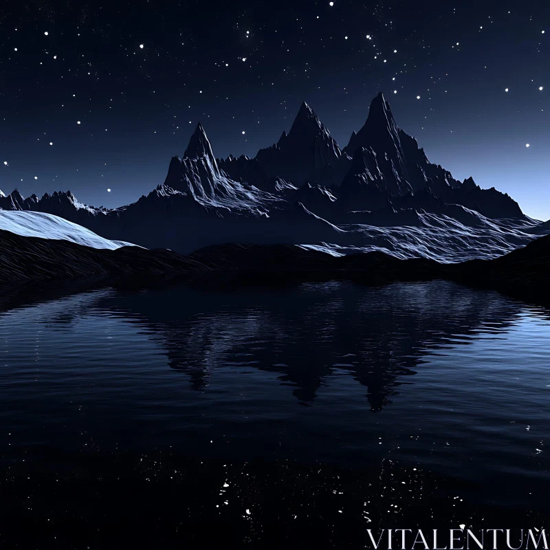Nightscape of Mountain and Lake
