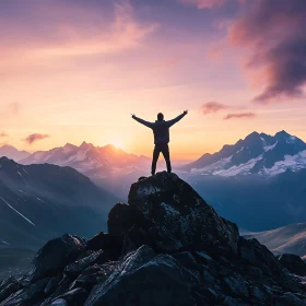 Mountain Peak Silhouette at Sunrise
