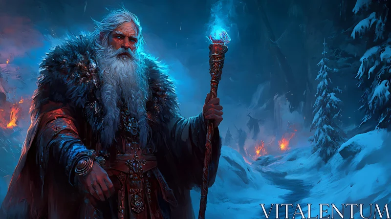 Enchanting Wizard with Glowing Staff