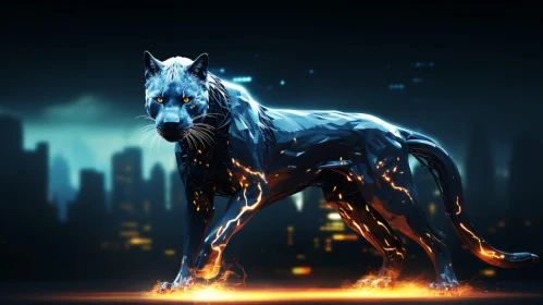 Futuristic Glowing Panther Digital Design