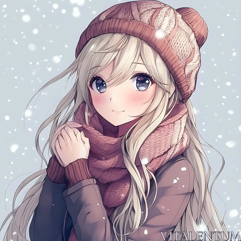 Snowy Scene with Anime Girl