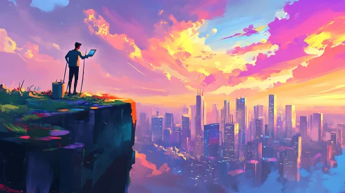 Painter at Sunset City View