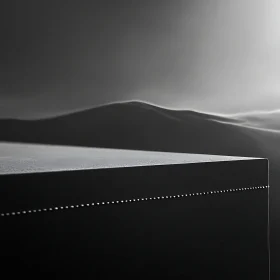 Monochrome Cube and Hills Composition