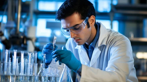 Scientist Analyzing Test Tube in Laboratory
